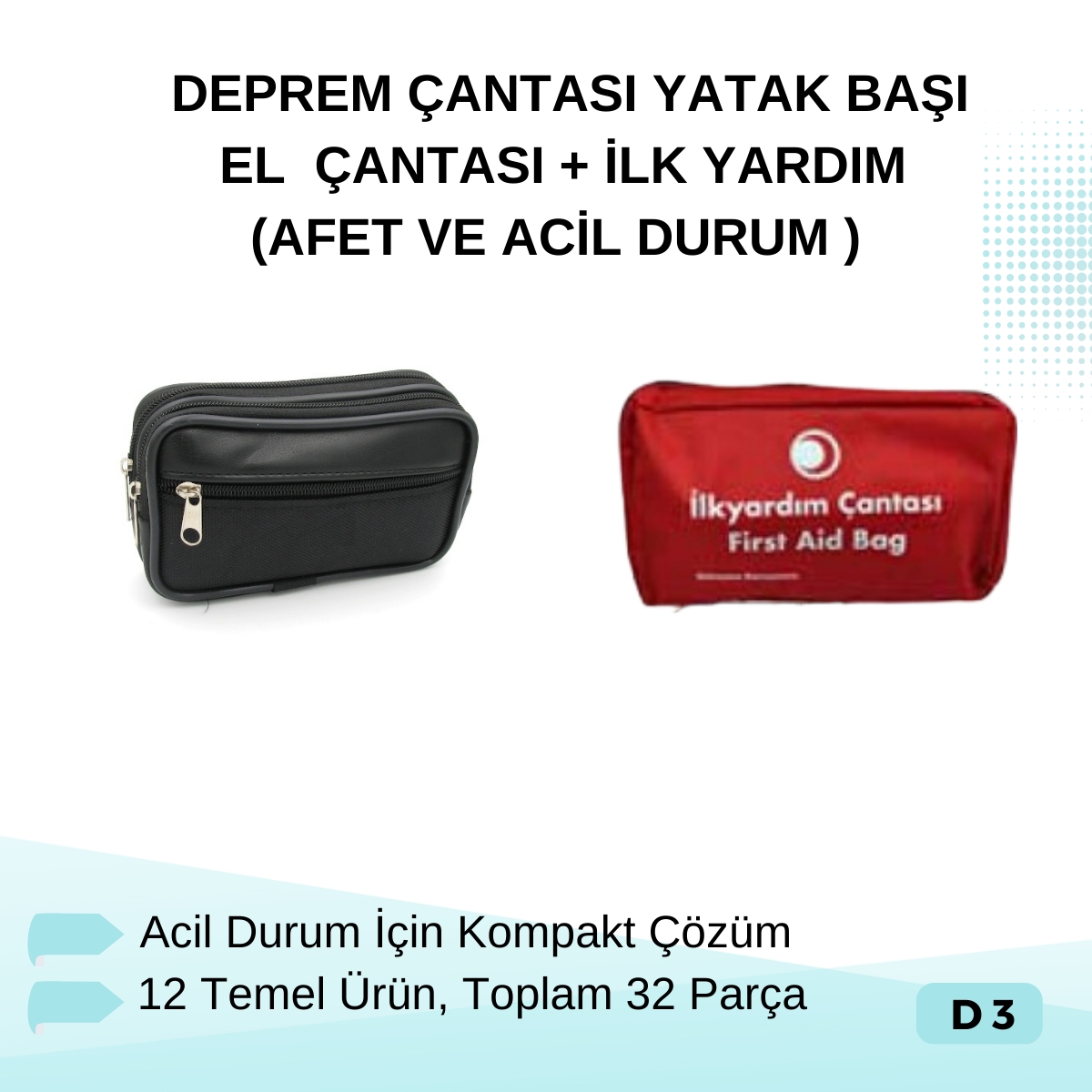 YATAK BAŞI EL Çantası + İlk Yardım