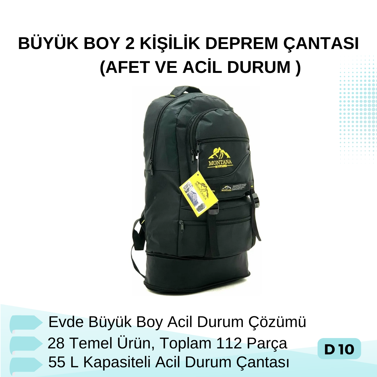 BÜYÜK BOY 2 KİŞİLİK DEPREM ÇANTASI