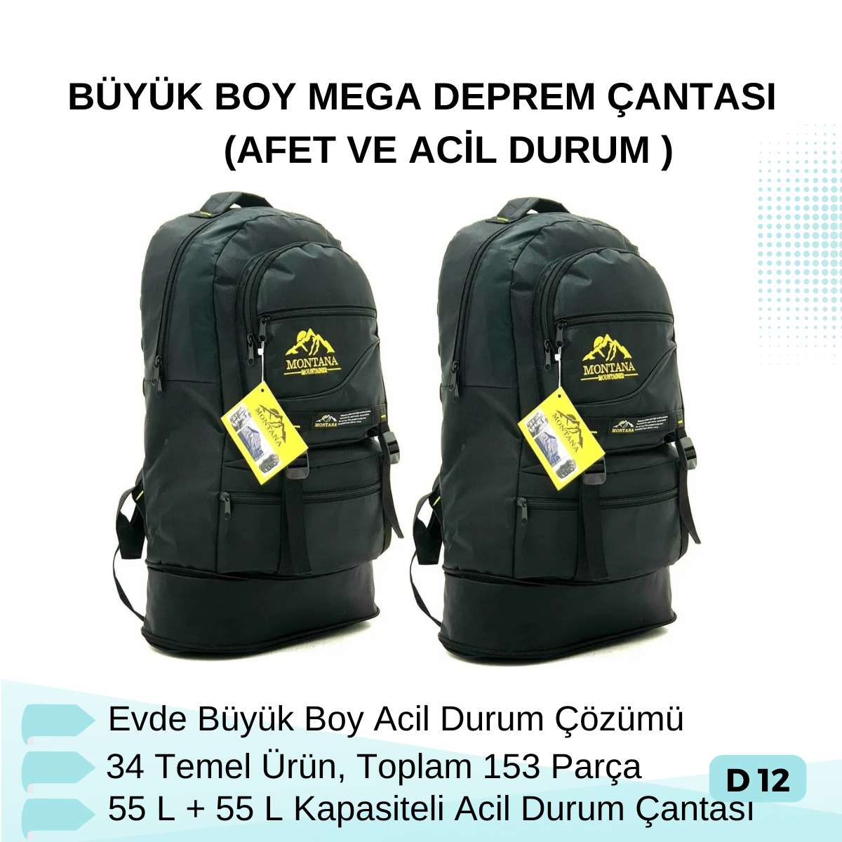 BÜYÜK BOY MEGA  DEPREM ÇANTASI